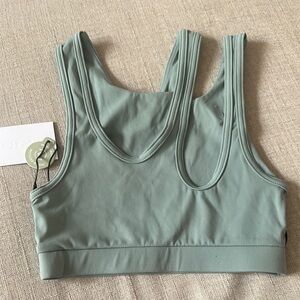 Noise Green Racerback Sports Bra with Seamless Design